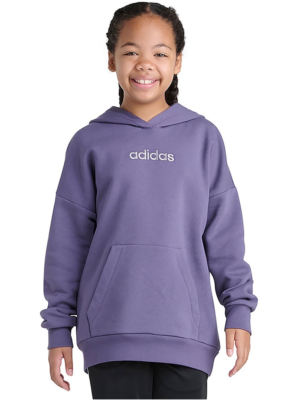 Girls adidas long sleeve embroidered fleece pullover hoodie